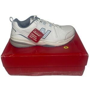 New Balance Women's 608 V5 Casual Comfort Cross Trainer Shoes, White - Blue 12